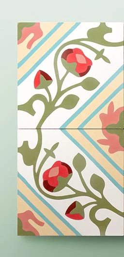 A custom colourway for handmade floral cement tiles